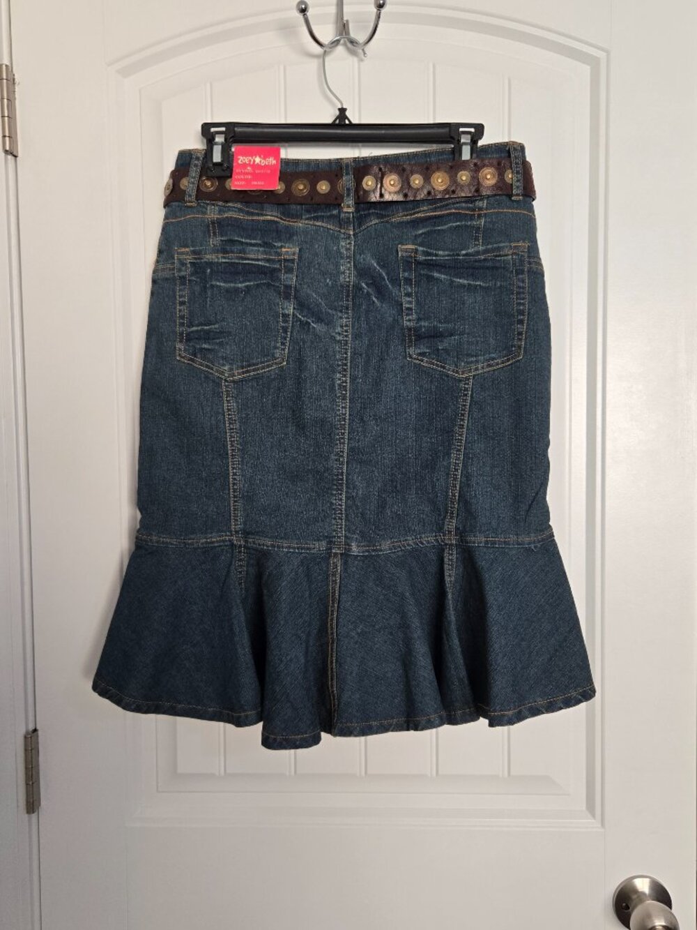 Zoey Beth Denim Mermaid/Ruffle Skirt w/ Belt | Size Small | Y2K Boho - Picture 2 of 6